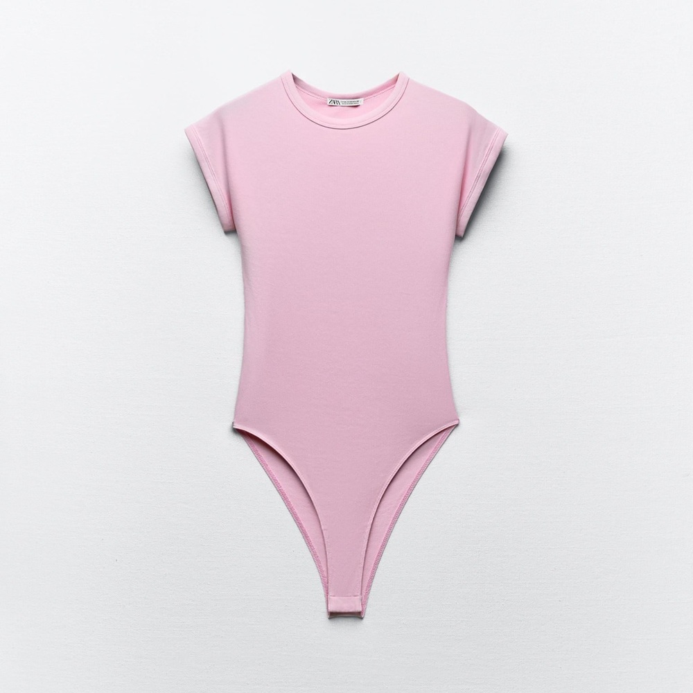 NWT Zara Pink Ribbed Bodysuit - Medium